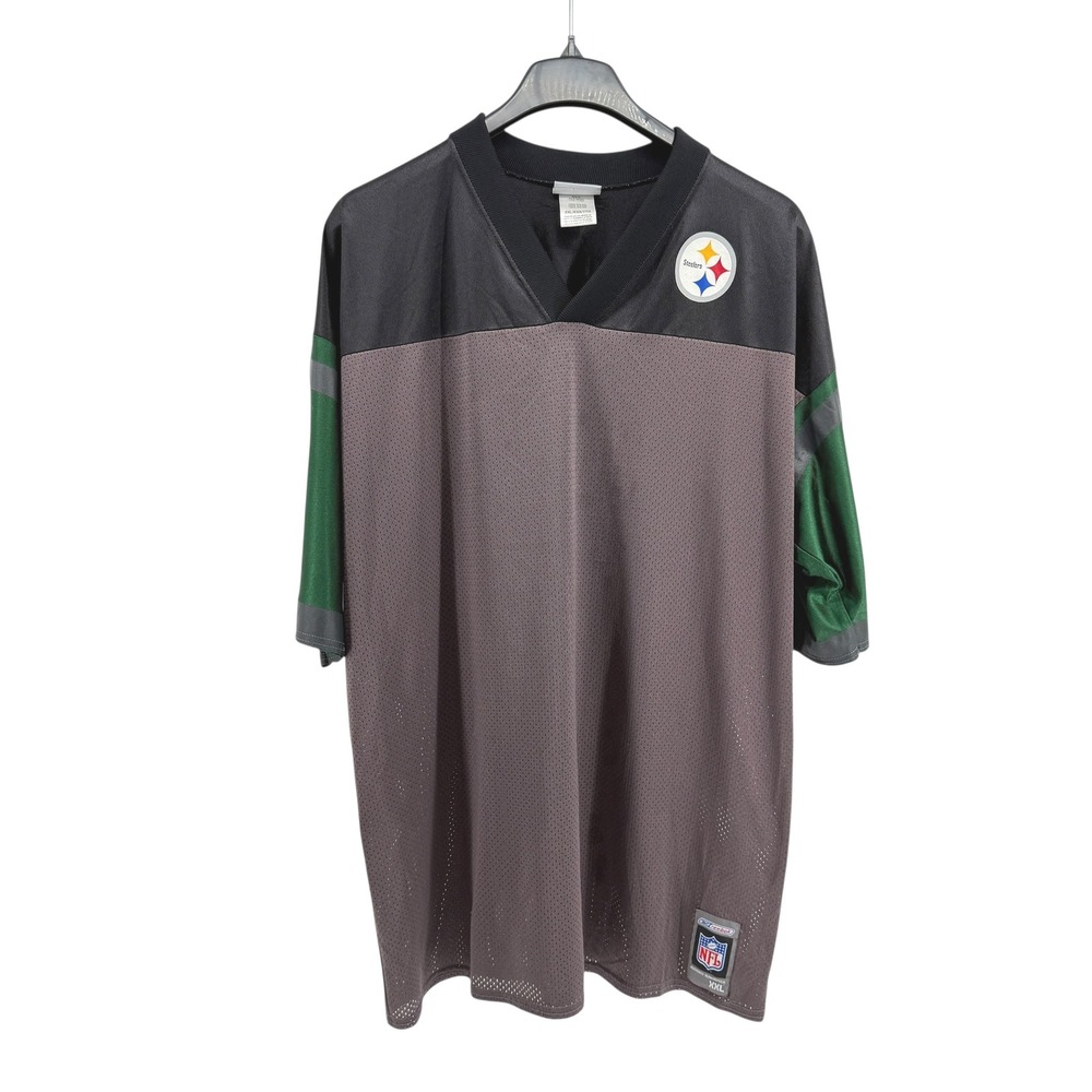 Reebok Pittsburgh Steelers NFL Authentic Jersey Black Green Pre-Owned‎ Mens 2XL